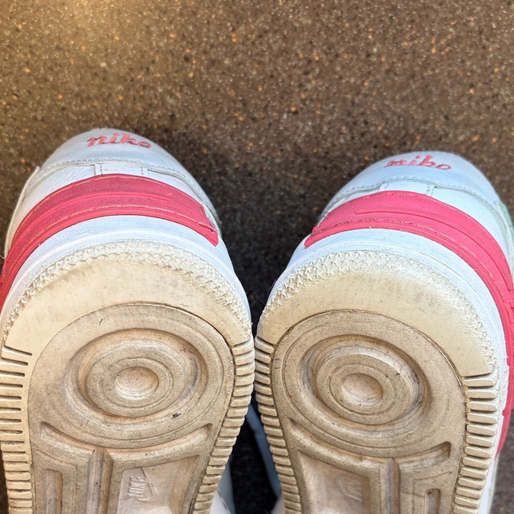 Nike Air Force 1 White and Mint Sneakers with pink Accents - Picture 12 of 12